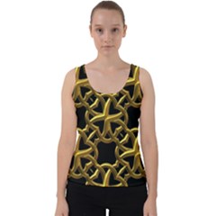 Gold Black Starfish Velvet Tank Top by retrotoomoderndesigns