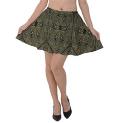 Exotic Gold Black Dream Velvet Skater Skirt by retrotoomoderndesigns