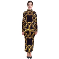 Gold Black Starfish Turtleneck Maxi Dress by retrotoomoderndesigns