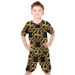 Gold Black Starfish Kids  Tee And Shorts Set by retrotoomoderndesigns