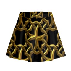 Gold Black Starfish Mini Flare Skirt by retrotoomoderndesigns