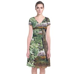 Garden Of The Phoenix Short Sleeve Front Wrap Dress by Riverwoman