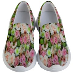 Pastel Pink Roses Kids  Lightweight Slip Ons by retrotoomoderndesigns