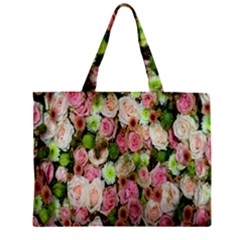 Pastel Pink Roses Zipper Mini Tote Bag by retrotoomoderndesigns