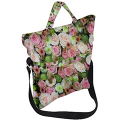 Pastel Pink Roses Fold Over Handle Tote Bag by retrotoomoderndesigns