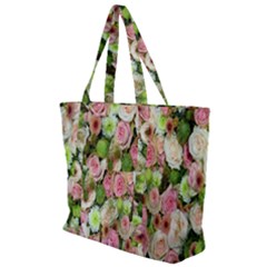 Pastel Pink Roses Zip Up Canvas Bag by retrotoomoderndesigns