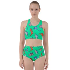 Dinosaurs - Aqua Green Racer Back Bikini Set by WensdaiAmbrose