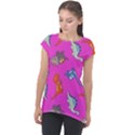 Dinosaurs - Fuchsia Cap Sleeve High Low Top View1