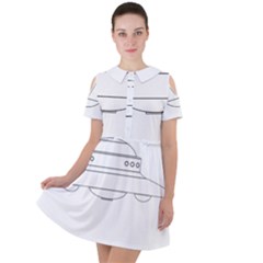 Alien Space Ufo Extraterrestrial Short Sleeve Shoulder Cut Out Dress  by Wegoenart