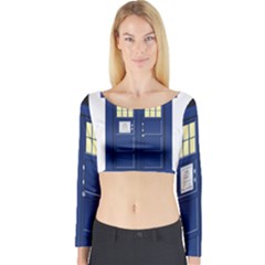 Tardis Doctor Who Time Travel Long Sleeve Crop Top by Wegoenart