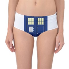 Tardis Doctor Who Time Travel Mid-waist Bikini Bottoms by Wegoenart