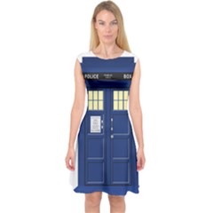 Tardis Doctor Who Time Travel Capsleeve Midi Dress by Wegoenart