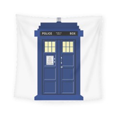 Tardis Doctor Who Time Travel Square Tapestry (small) by Wegoenart