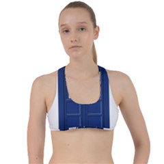 Tardis Doctor Who Time Travel Criss Cross Racerback Sports Bra by Wegoenart