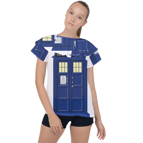 Tardis Doctor Who Time Travel Ruffle Collar Chiffon Blouse by Wegoenart