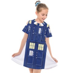 Tardis Doctor Who Time Travel Kids  Short Sleeve Shirt Dress by Wegoenart