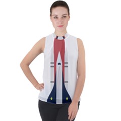 Planet Planets Rocket Shuttle Mock Neck Chiffon Sleeveless Top