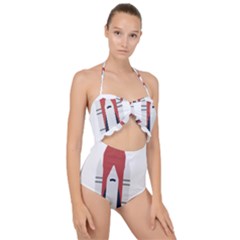 Planet Planets Rocket Shuttle Scallop Top Cut Out Swimsuit by Wegoenart