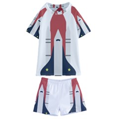 Planet Planets Rocket Shuttle Kids  Swim Tee And Shorts Set by Wegoenart