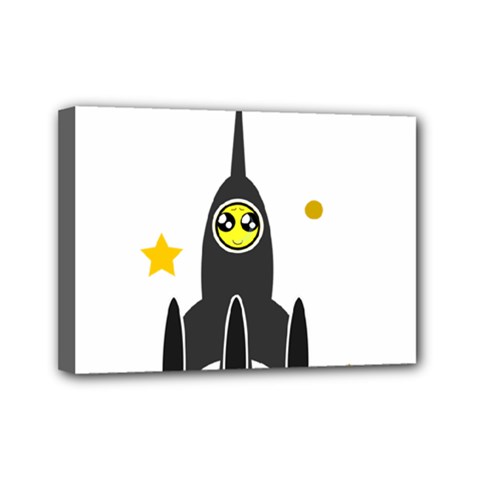 Spacecraft Star Emoticon Travel Mini Canvas 7  X 5  (stretched) by Wegoenart