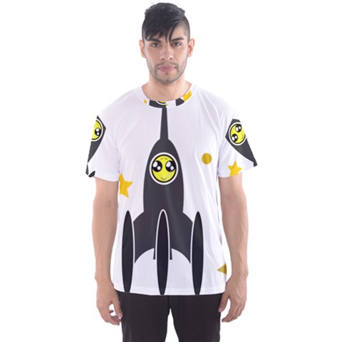 Spacecraft Star Emoticon Travel Men s Sports Mesh Tee by Wegoenart