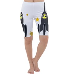 Spacecraft Star Emoticon Travel Cropped Leggings  by Wegoenart