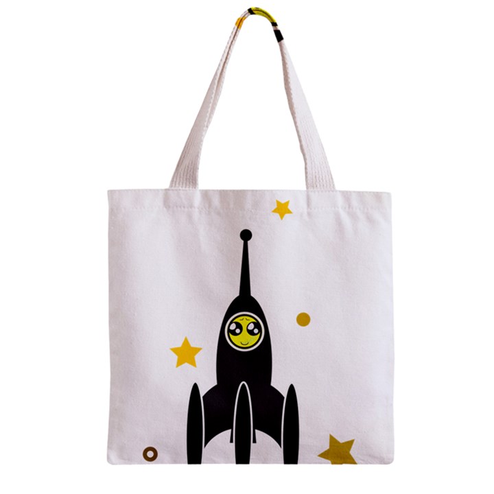 Spacecraft Star Emoticon Travel Zipper Grocery Tote Bag