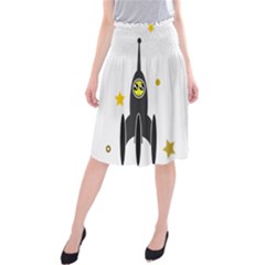 Spacecraft Star Emoticon Travel Midi Beach Skirt by Wegoenart