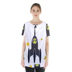 Spacecraft Star Emoticon Travel Skirt Hem Sports Top by Wegoenart