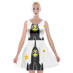 Spacecraft Star Emoticon Travel Velvet Skater Dress by Wegoenart