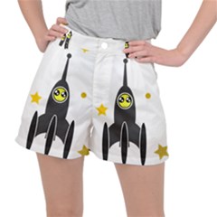 Spacecraft Star Emoticon Travel Stretch Ripstop Shorts by Wegoenart