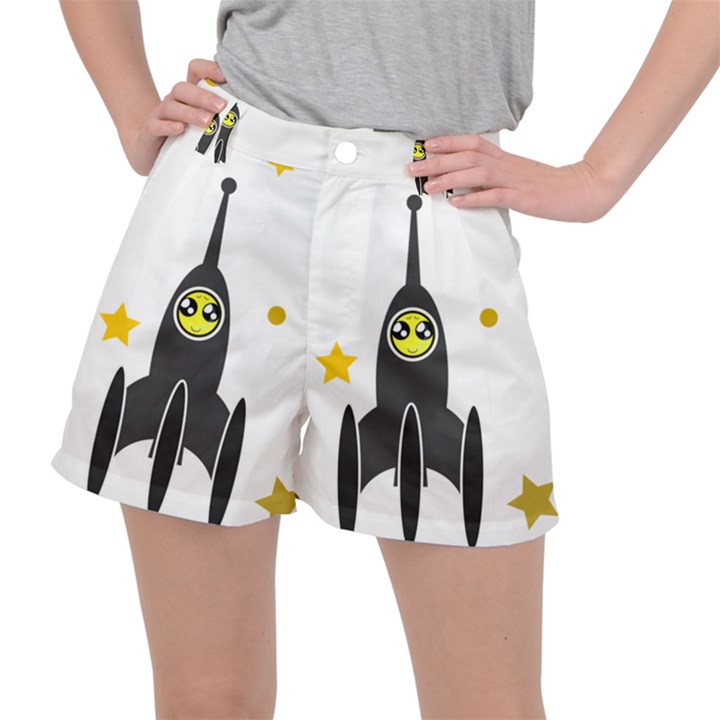 Spacecraft Star Emoticon Travel Stretch Ripstop Shorts