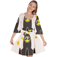 Spacecraft Star Emoticon Travel Velour Kimono Dress by Wegoenart