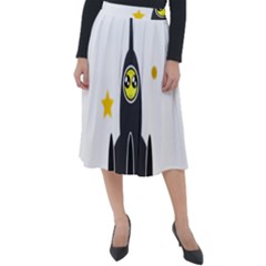 Spacecraft Star Emoticon Travel Classic Velour Midi Skirt 