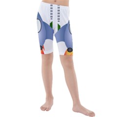 Spaceship Rocket Space Game Cosmos Kids  Mid Length Swim Shorts by Wegoenart