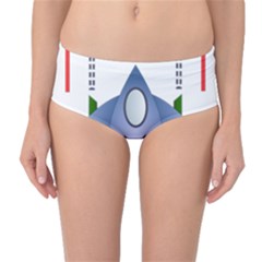 Spaceship Rocket Space Game Cosmos Mid-waist Bikini Bottoms by Wegoenart