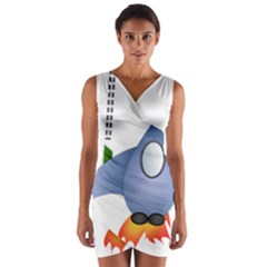 Spaceship Rocket Space Game Cosmos Wrap Front Bodycon Dress