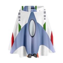 Spaceship Rocket Space Game Cosmos High Waist Skirt by Wegoenart