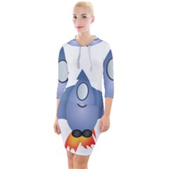 Spaceship Rocket Space Game Cosmos Quarter Sleeve Hood Bodycon Dress