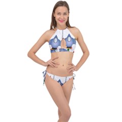 Spaceship Rocket Space Game Cosmos Cross Front Halter Bikini Set by Wegoenart