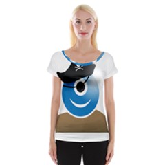 Alien One Eye Pirate Buccaneer Cap Sleeve Top by Wegoenart