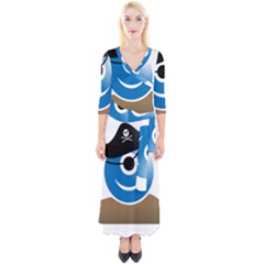 Alien One Eye Pirate Buccaneer Quarter Sleeve Wrap Maxi Dress by Wegoenart