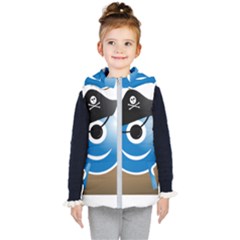 Alien One Eye Pirate Buccaneer Kids  Hooded Puffer Vest by Wegoenart