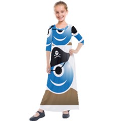 Alien One Eye Pirate Buccaneer Kids  Quarter Sleeve Maxi Dress by Wegoenart