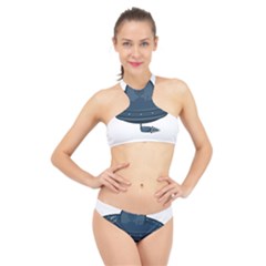 Ufo Unknown Alien Alie High Neck Bikini Set by Wegoenart