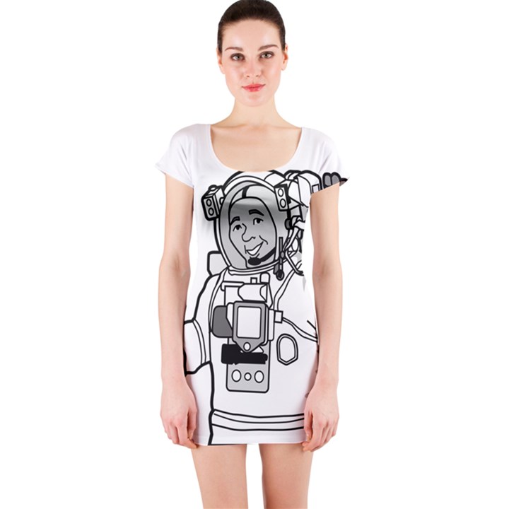 Astronaut Space Exploration Helmet Short Sleeve Bodycon Dress