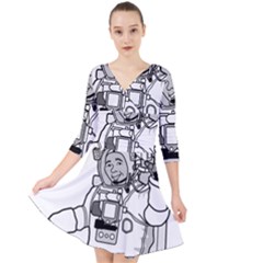 Astronaut Space Exploration Helmet Quarter Sleeve Front Wrap Dress by Wegoenart