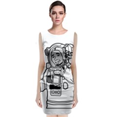 Astronaut Space Exploration Helmet Sleeveless Velvet Midi Dress by Wegoenart