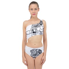 Astronaut Space Exploration Helmet Spliced Up Two Piece Swimsuit by Wegoenart