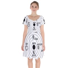 Earth Geocentric Jupiter Mars Short Sleeve Bardot Dress